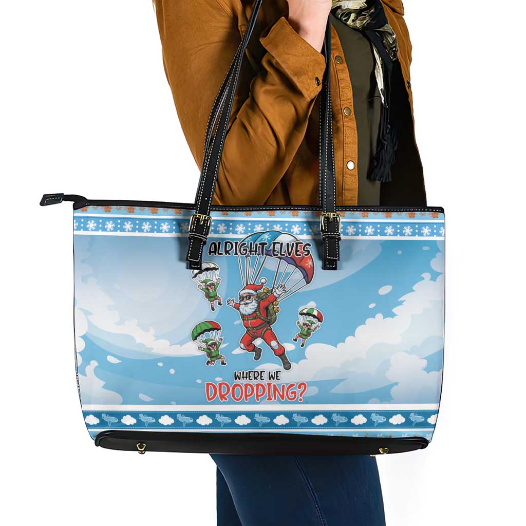 Gamer Christmas Leather Tote Bag Alright Elves Where We Dropping - Wonder Print Shop