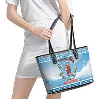 Gamer Christmas Leather Tote Bag Alright Elves Where We Dropping - Wonder Print Shop
