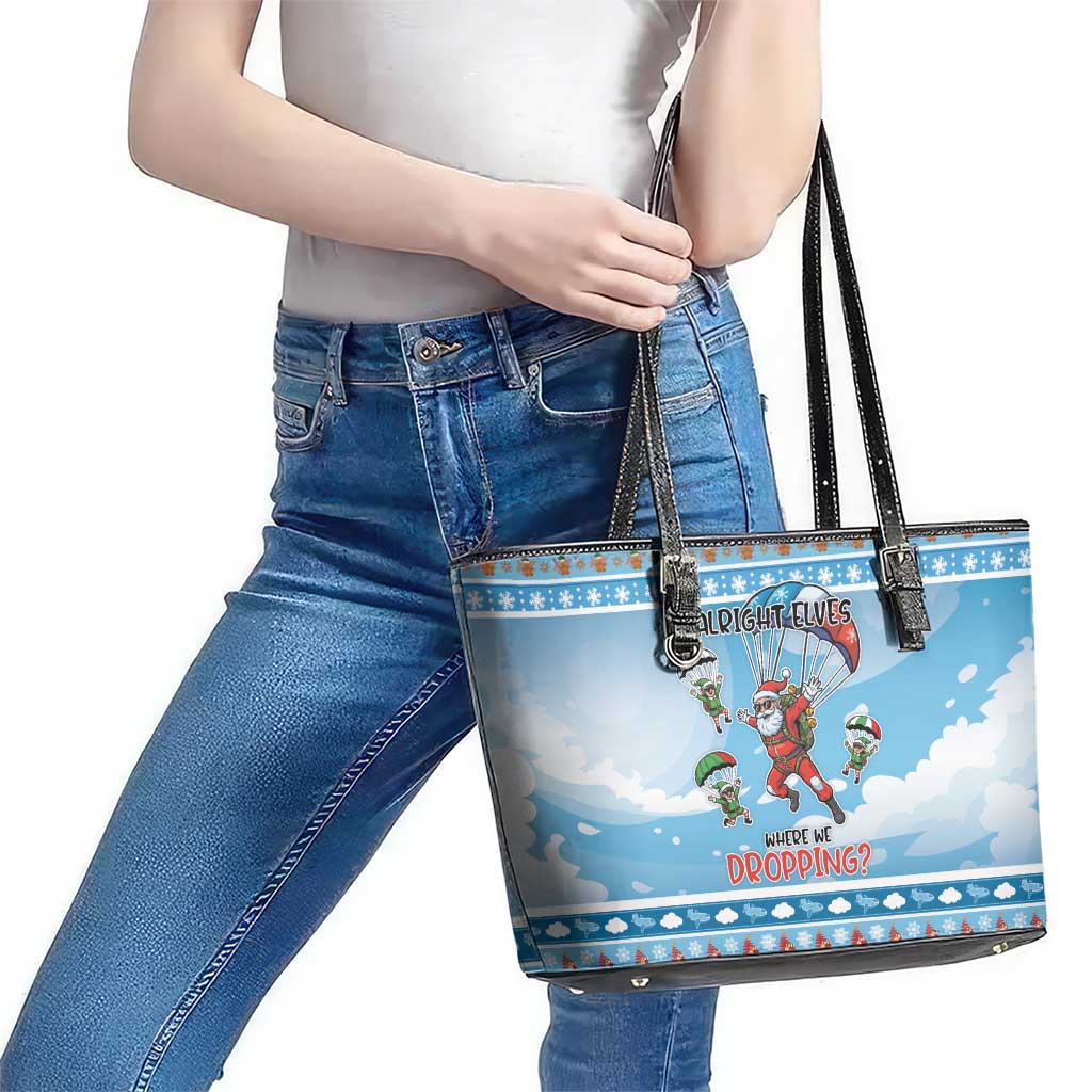Gamer Christmas Leather Tote Bag Alright Elves Where We Dropping - Wonder Print Shop