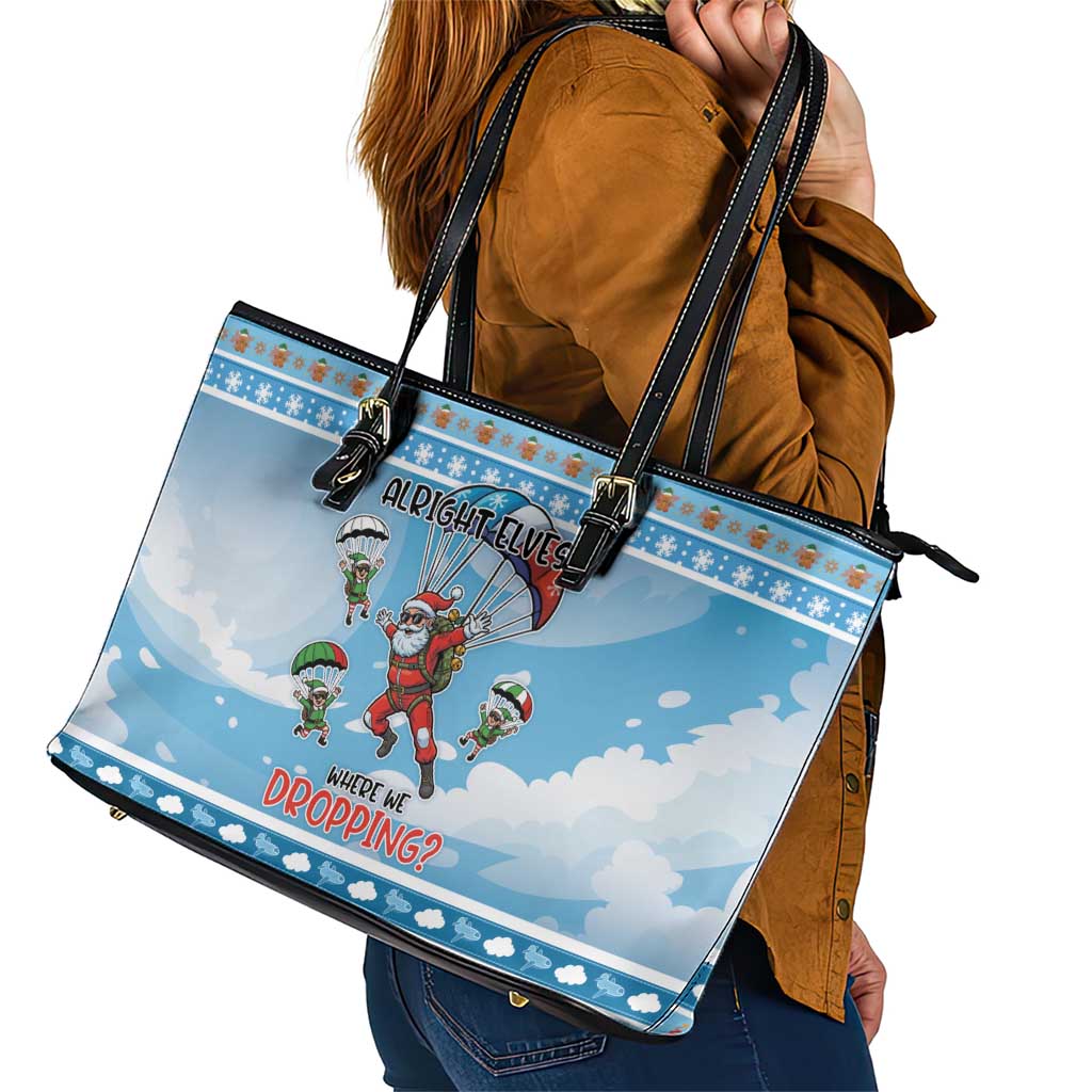 Gamer Christmas Leather Tote Bag Alright Elves Where We Dropping - Wonder Print Shop