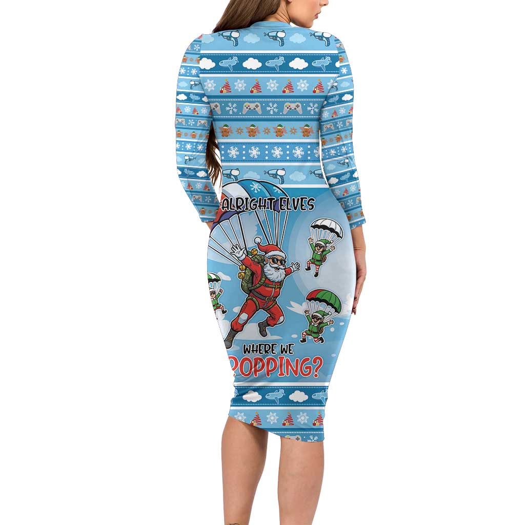 Gamer Christmas Long Sleeve Bodycon Dress Alright Elves Where We Dropping - Wonder Print Shop