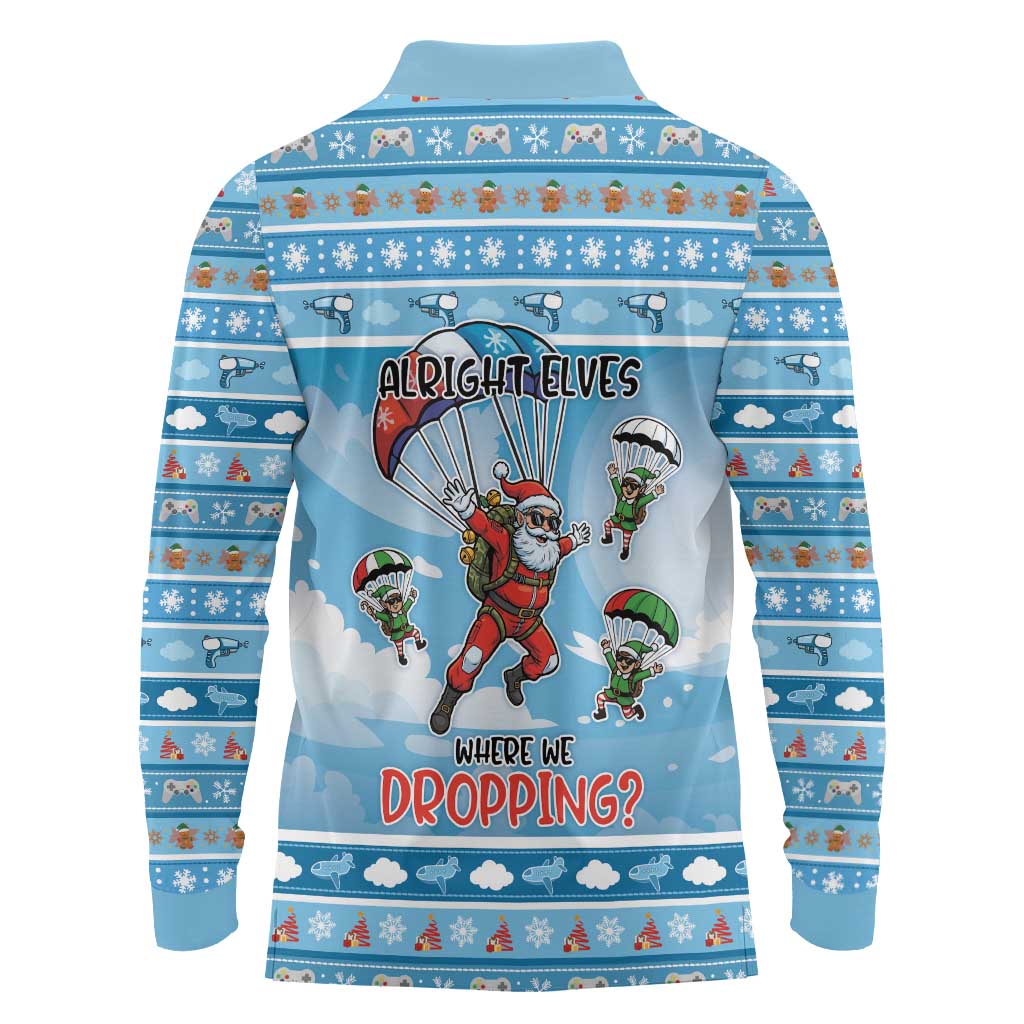 Gamer Christmas Long Sleeve Polo Shirt Alright Elves Where We Dropping - Wonder Print Shop