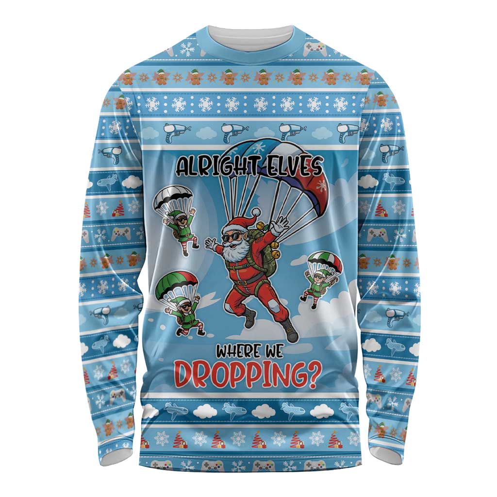 Gamer Christmas Long Sleeve Shirt Alright Elves Where We Dropping - Wonder Print Shop