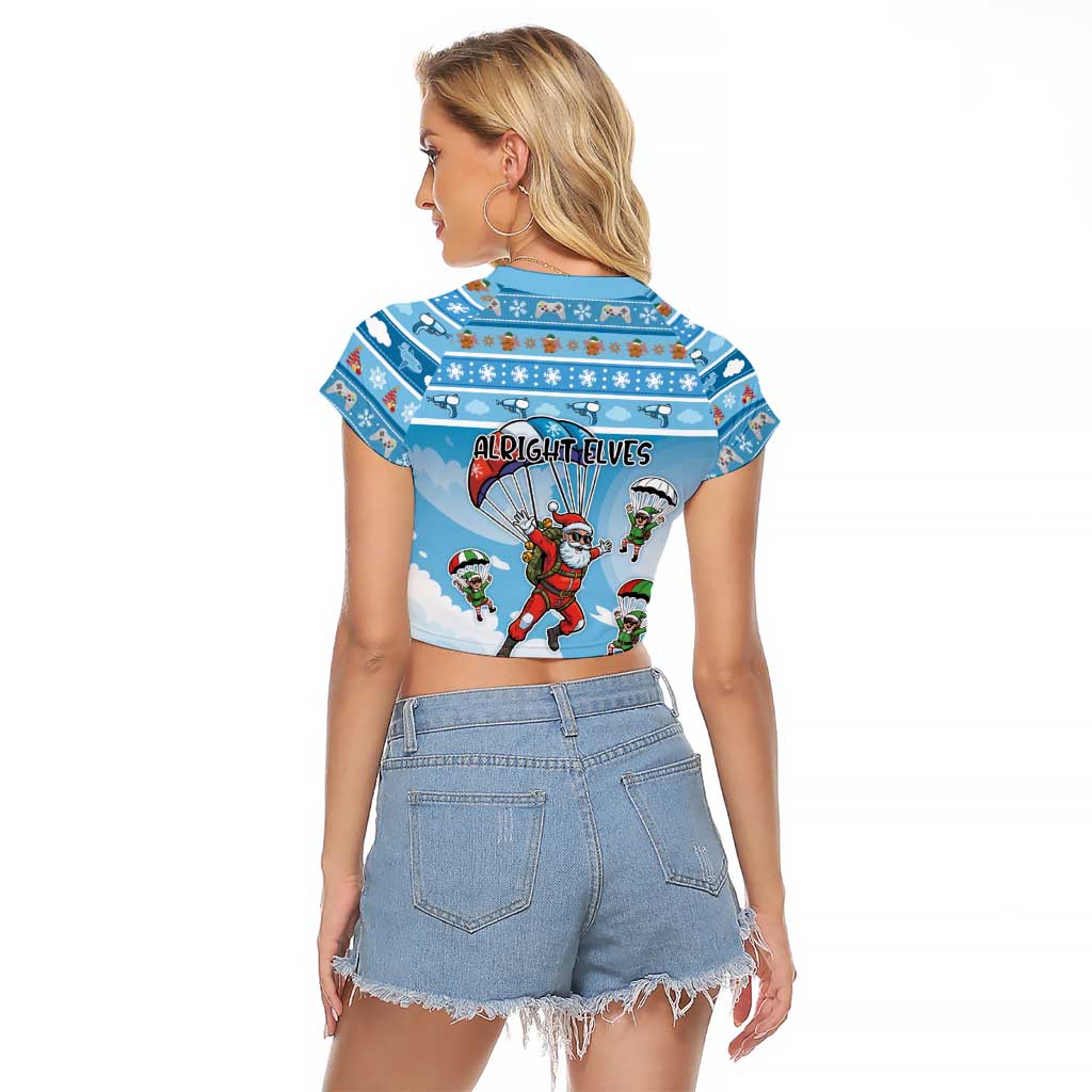Gamer Christmas Raglan Cropped T Shirt Alright Elves Where We Dropping - Wonder Print Shop