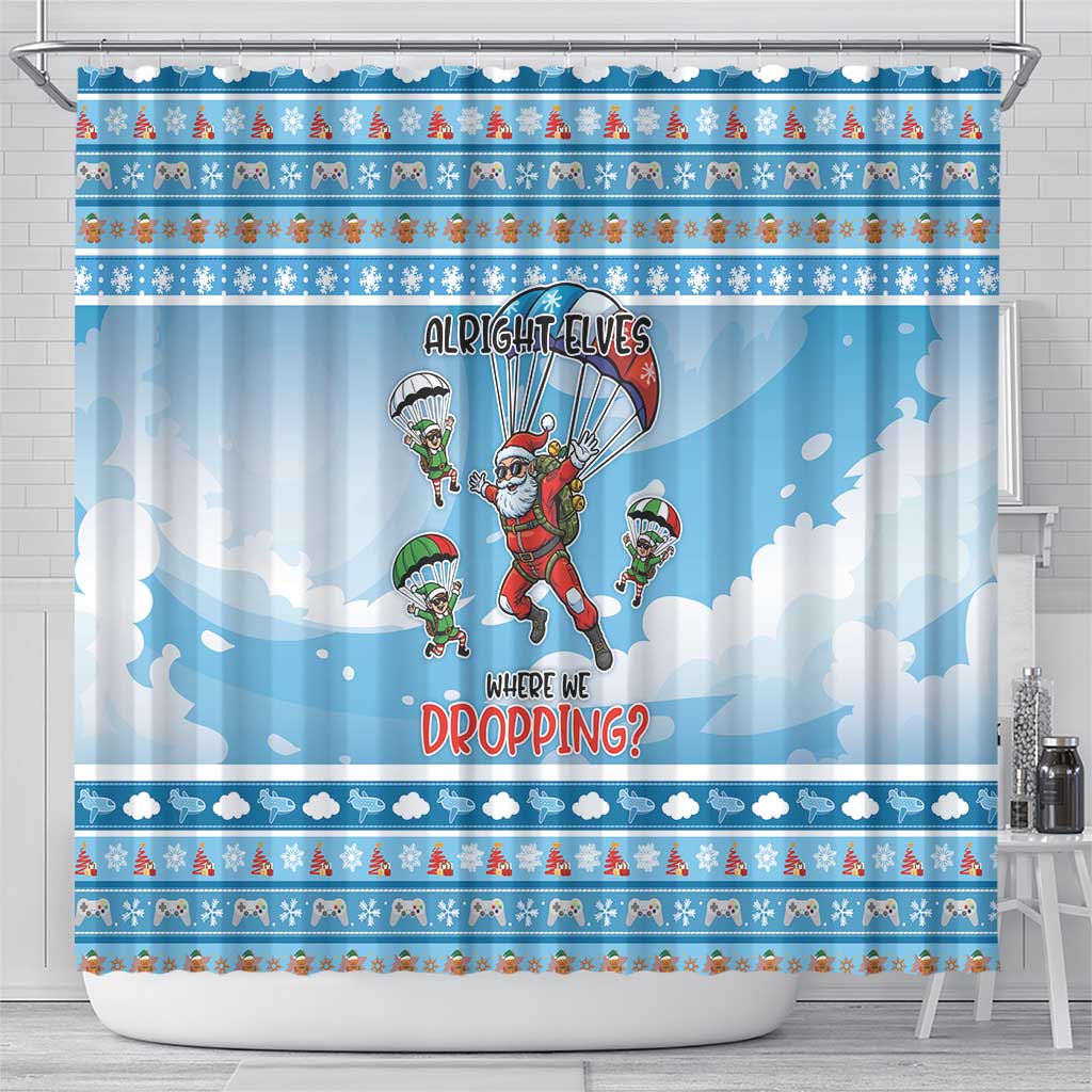 Gamer Christmas Shower Curtain Alright Elves Where We Dropping - Wonder Print Shop