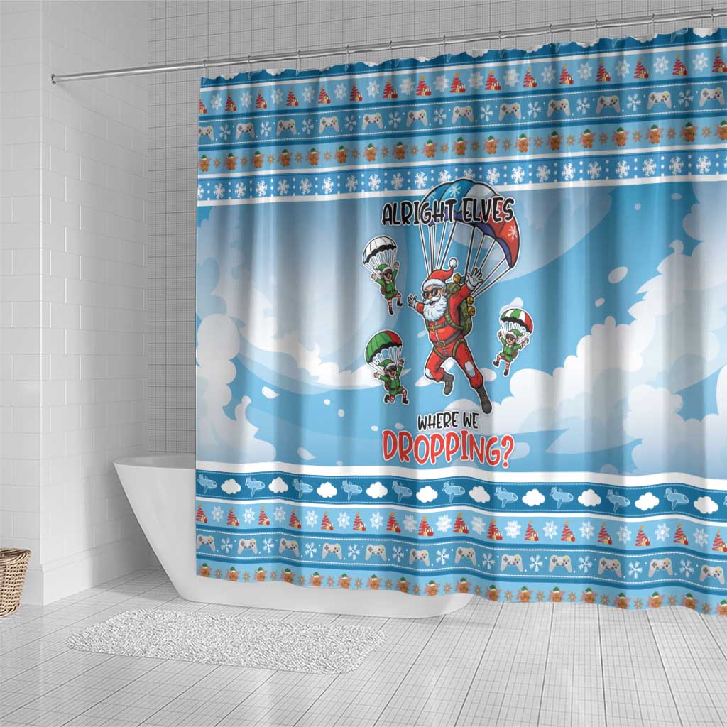 Gamer Christmas Shower Curtain Alright Elves Where We Dropping - Wonder Print Shop