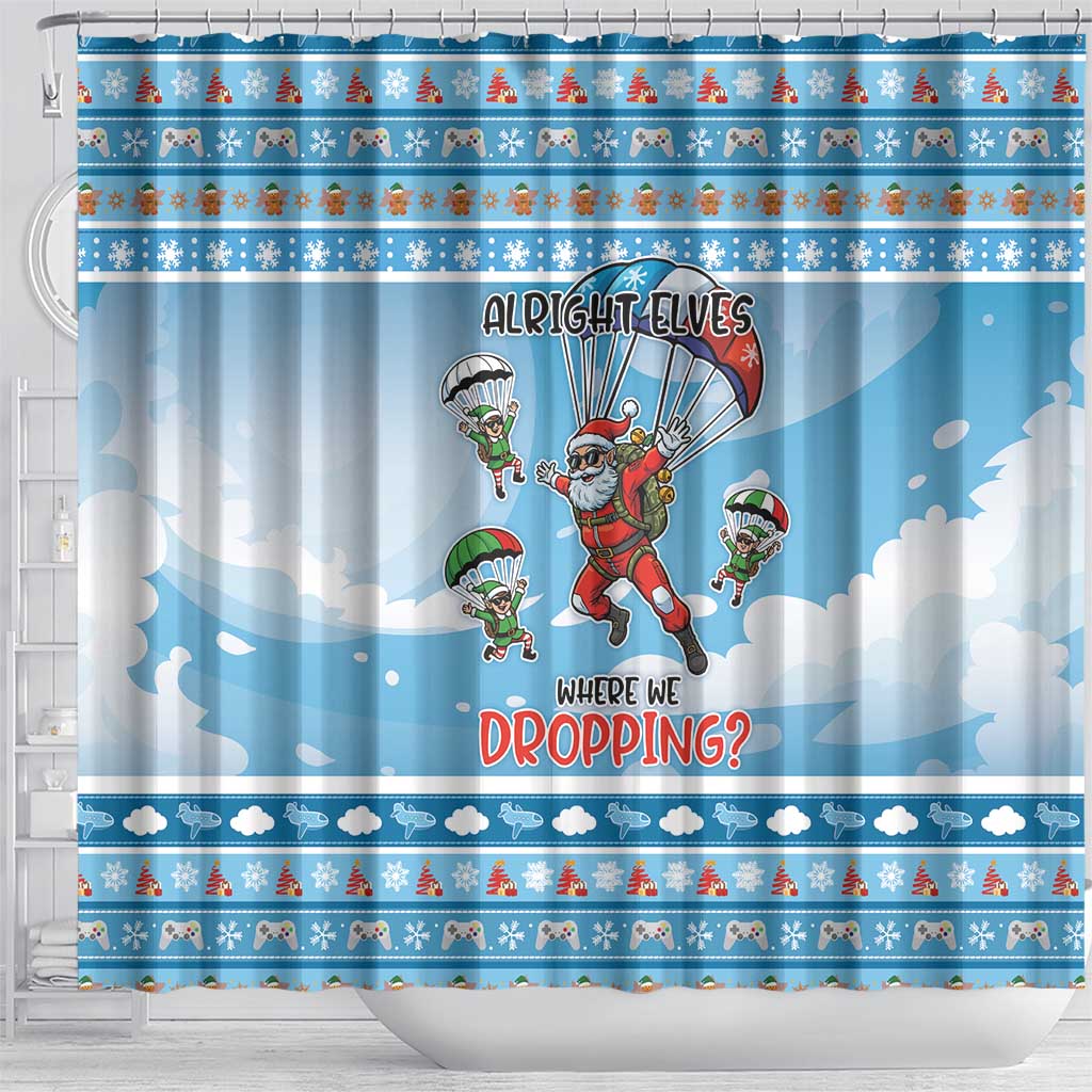 Gamer Christmas Shower Curtain Alright Elves Where We Dropping - Wonder Print Shop