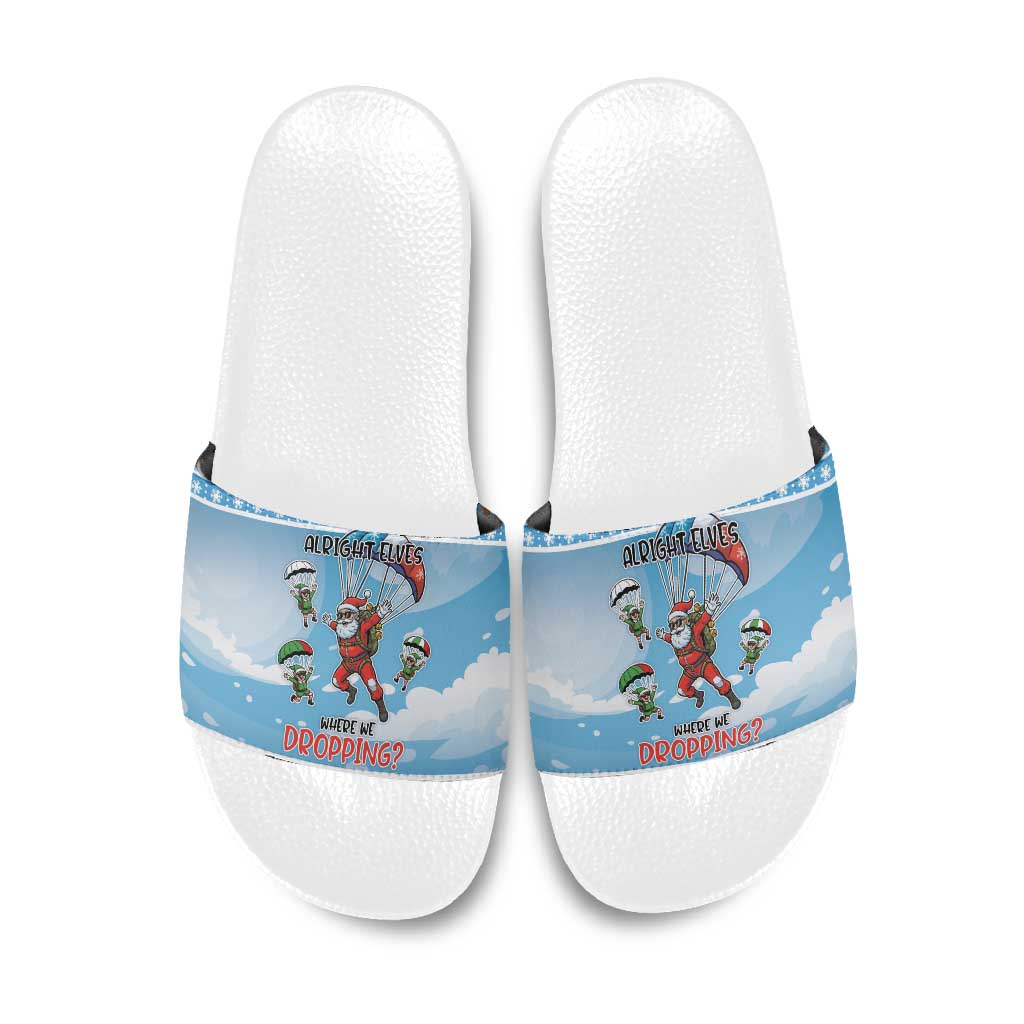 Gamer Christmas Slide Sandals Alright Elves Where We Dropping - Wonder Print Shop