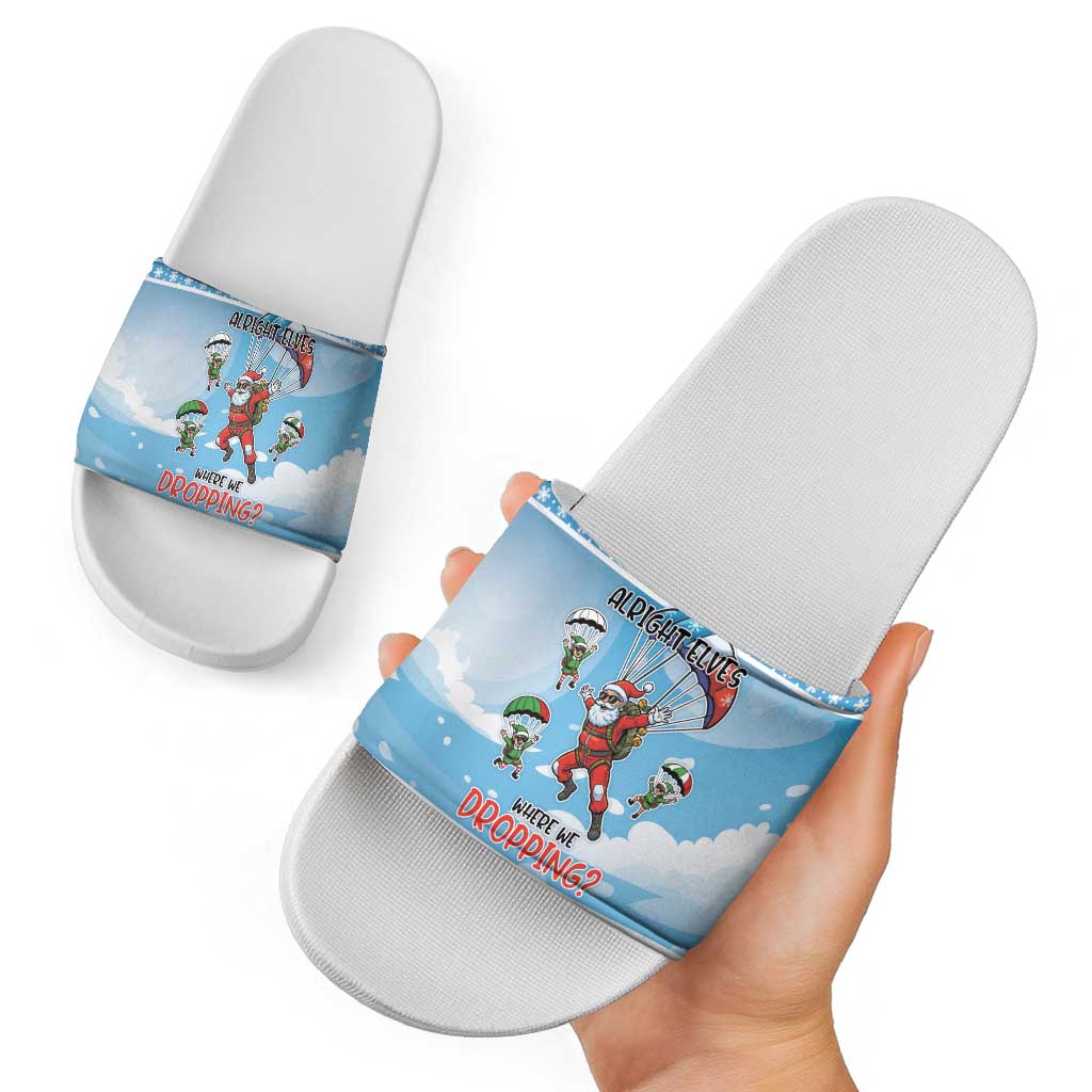 Gamer Christmas Slide Sandals Alright Elves Where We Dropping - Wonder Print Shop