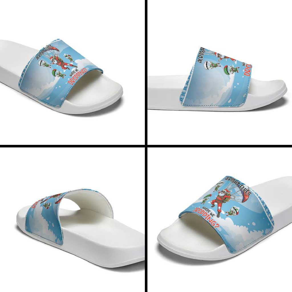 Gamer Christmas Slide Sandals Alright Elves Where We Dropping - Wonder Print Shop