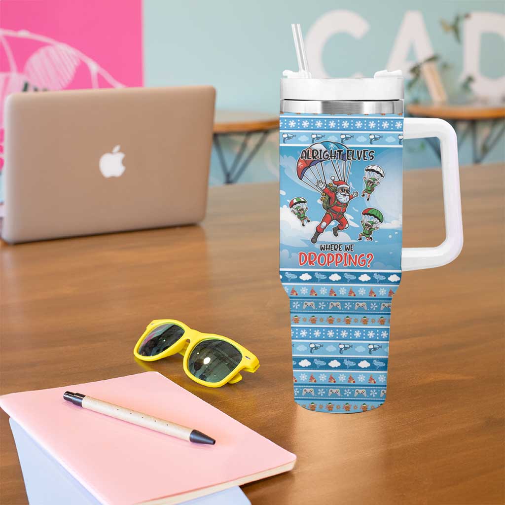 Gamer Christmas Tumbler With Handle Alright Elves Where We Dropping - Wonder Print Shop