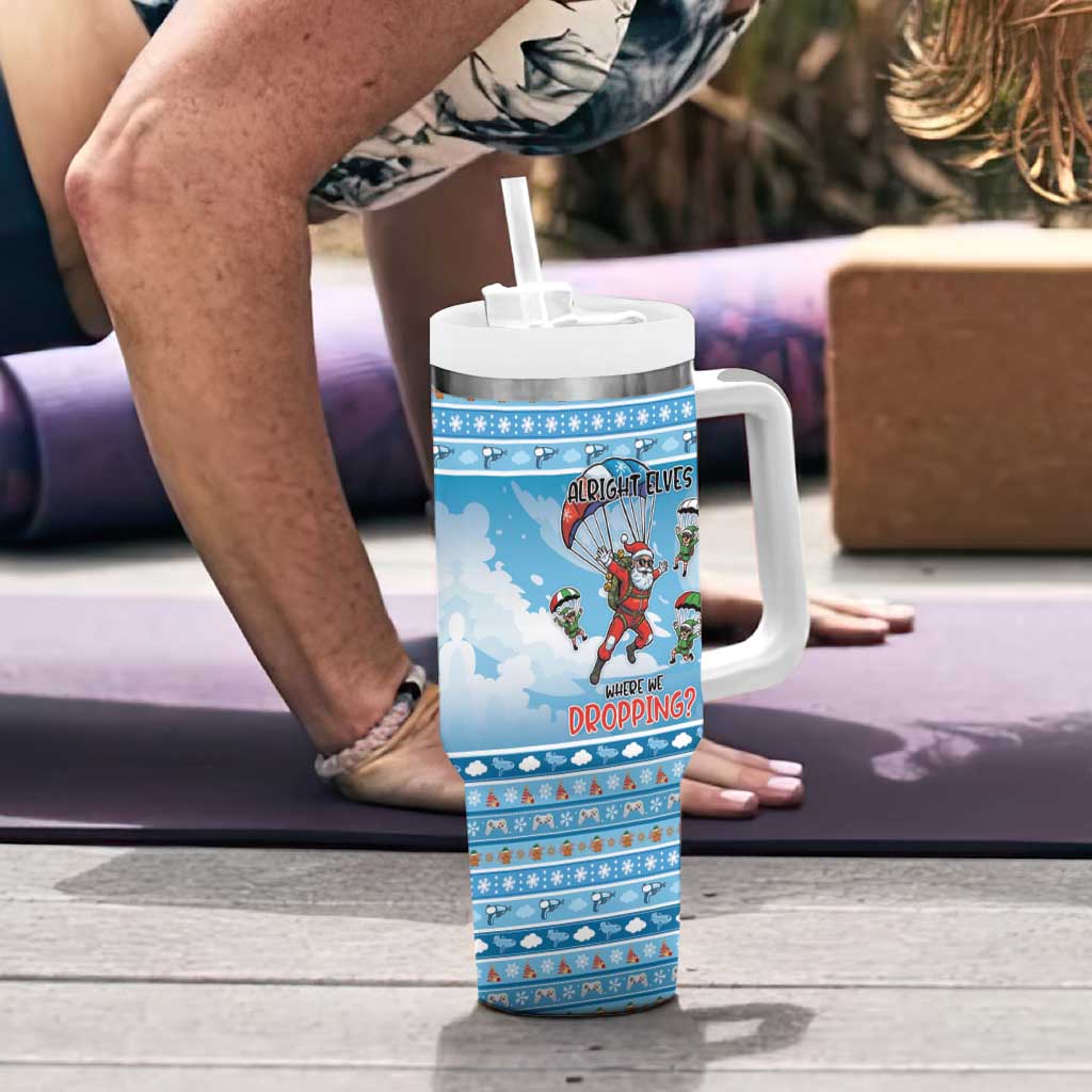 Gamer Christmas Tumbler With Handle Alright Elves Where We Dropping - Wonder Print Shop
