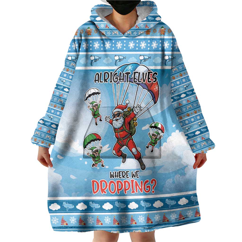 Gamer Christmas Wearable Blanket Hoodie Alright Elves Where We Dropping - Wonder Print Shop