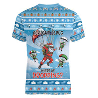 Gamer Christmas Women V-Neck T-Shirt Alright Elves Where We Dropping - Wonder Print Shop