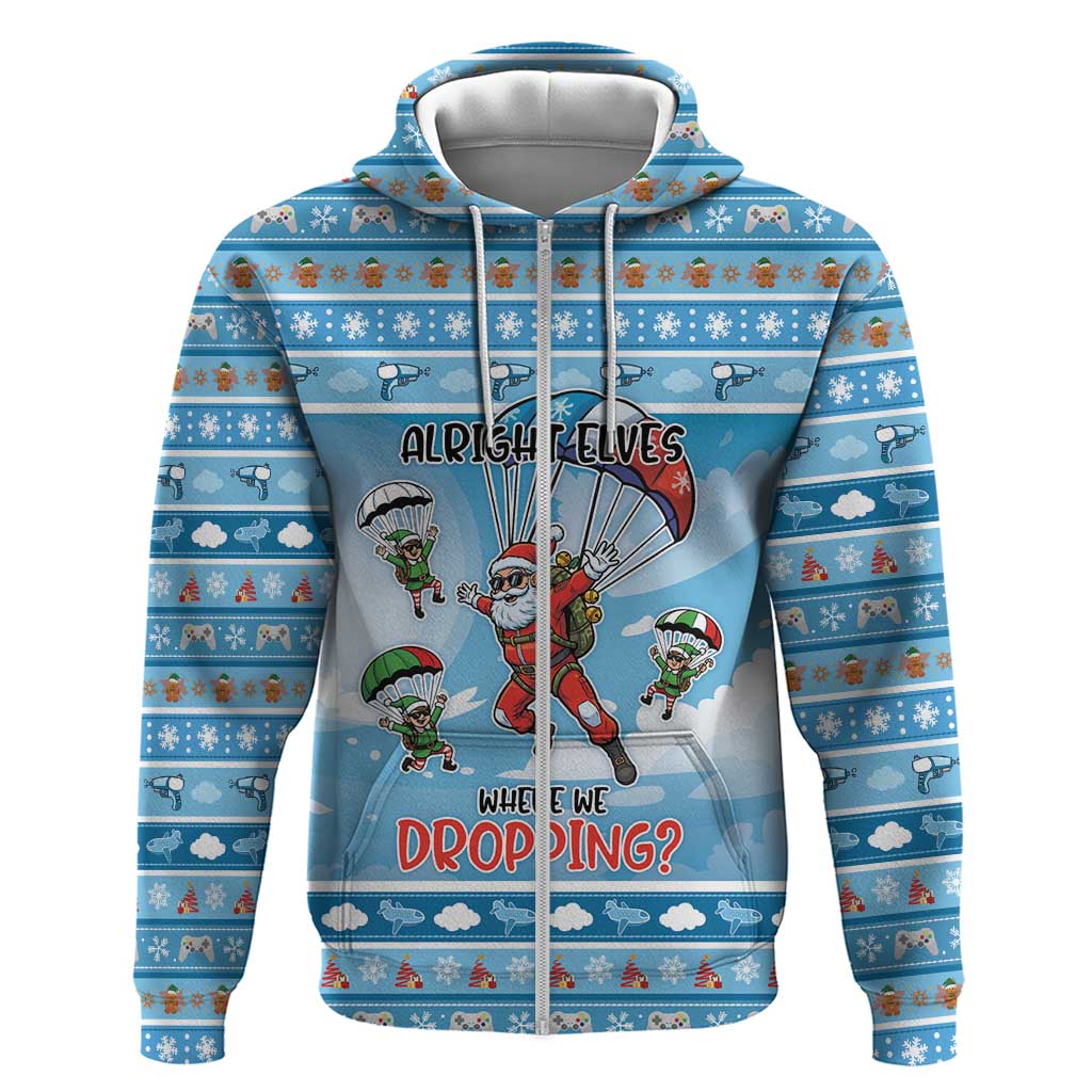 Gamer Christmas Zip Hoodie Alright Elves Where We Dropping - Wonder Print Shop