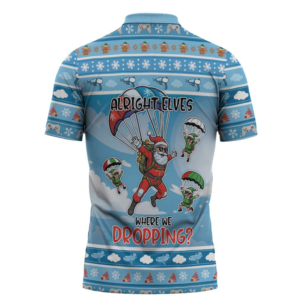 Gamer Christmas Zipper Polo Shirt Alright Elves Where We Dropping - Wonder Print Shop