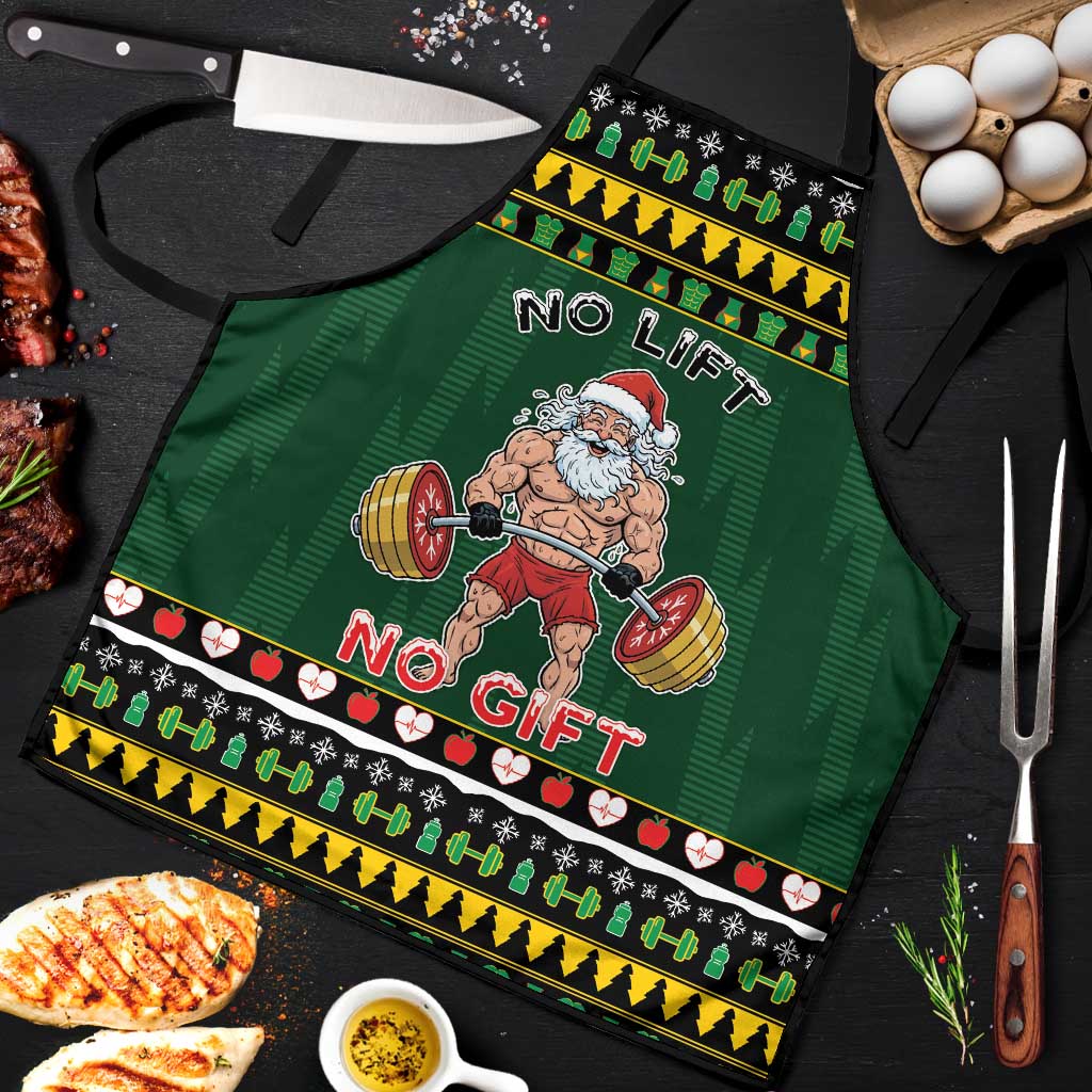 Xmas Gymer Christmas Apron No Lift No Gift - Wonder Print Shop