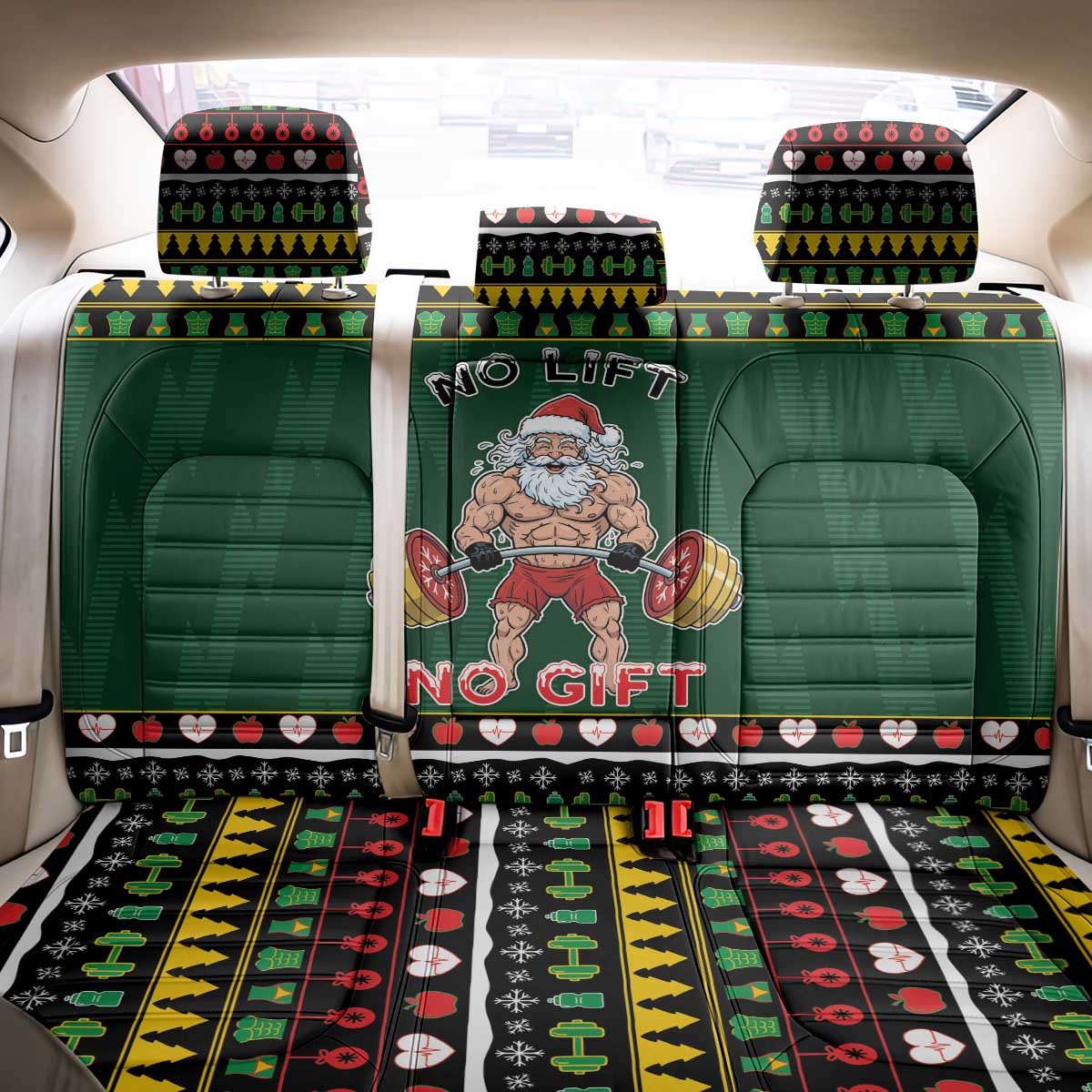 Xmas Gymer Christmas Back Car Seat Cover No Lift No Gift - Wonder Print Shop