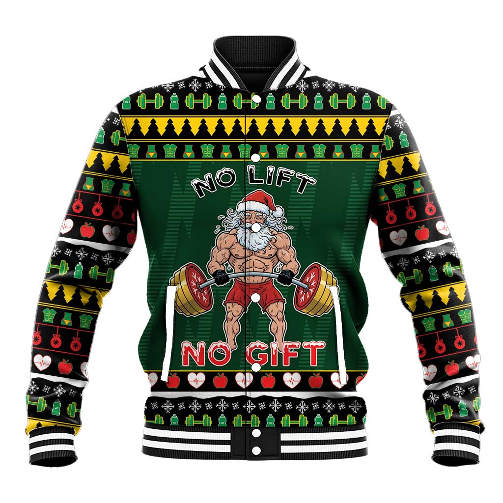 Xmas Gymer Christmas Baseball Jacket No Lift No Gift - Wonder Print Shop