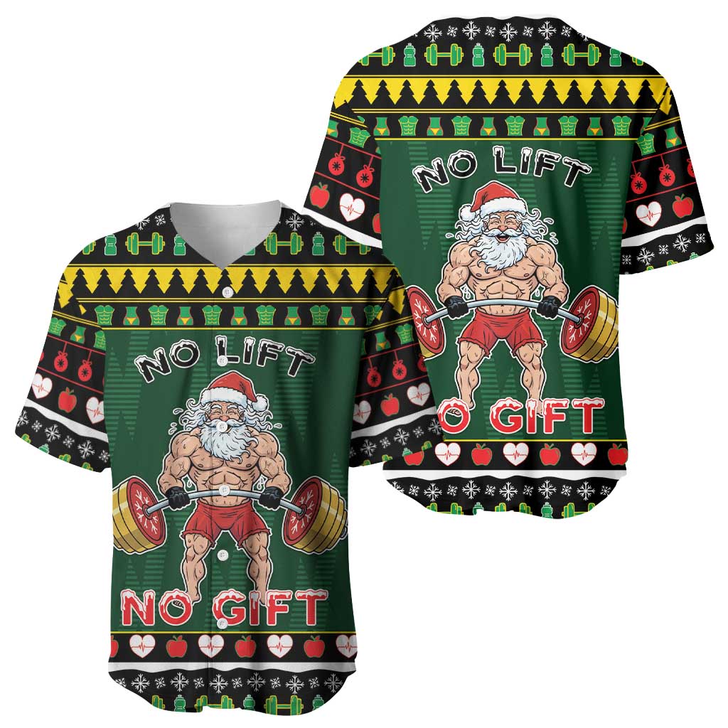 Xmas Gymer Christmas Baseball Jersey No Lift No Gift - Wonder Print Shop