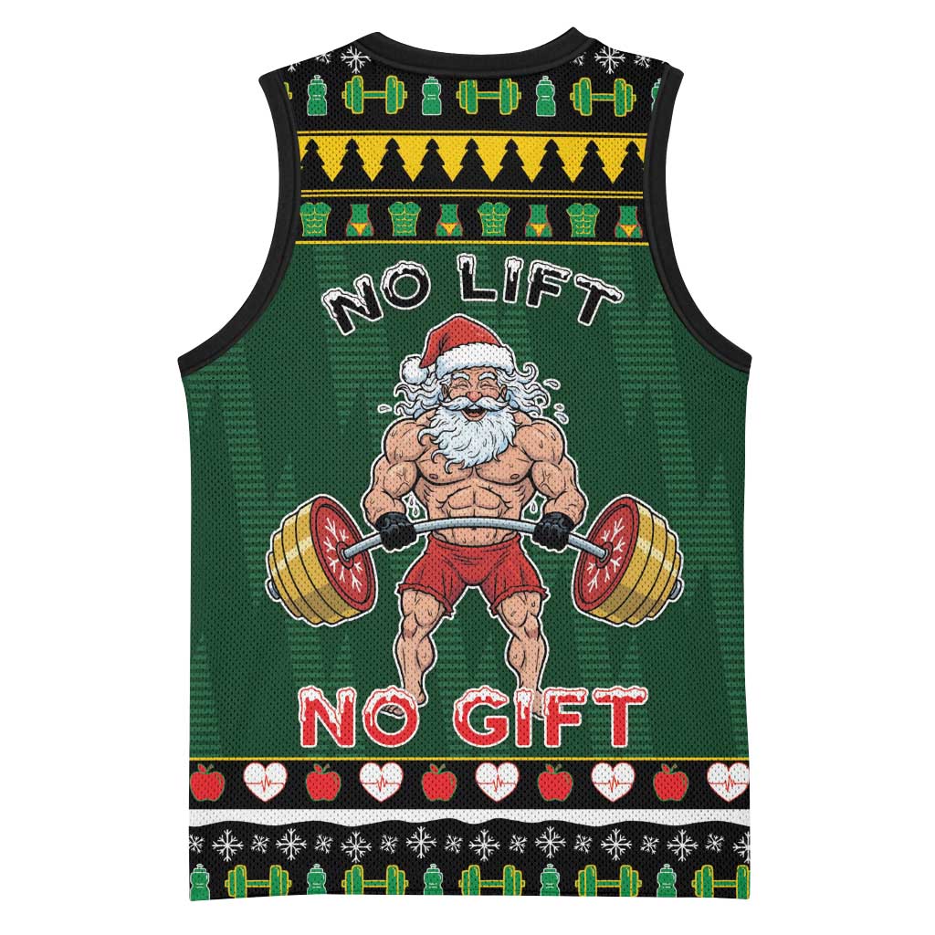 Xmas Gymer Christmas Basketball Jersey No Lift No Gift - Wonder Print Shop