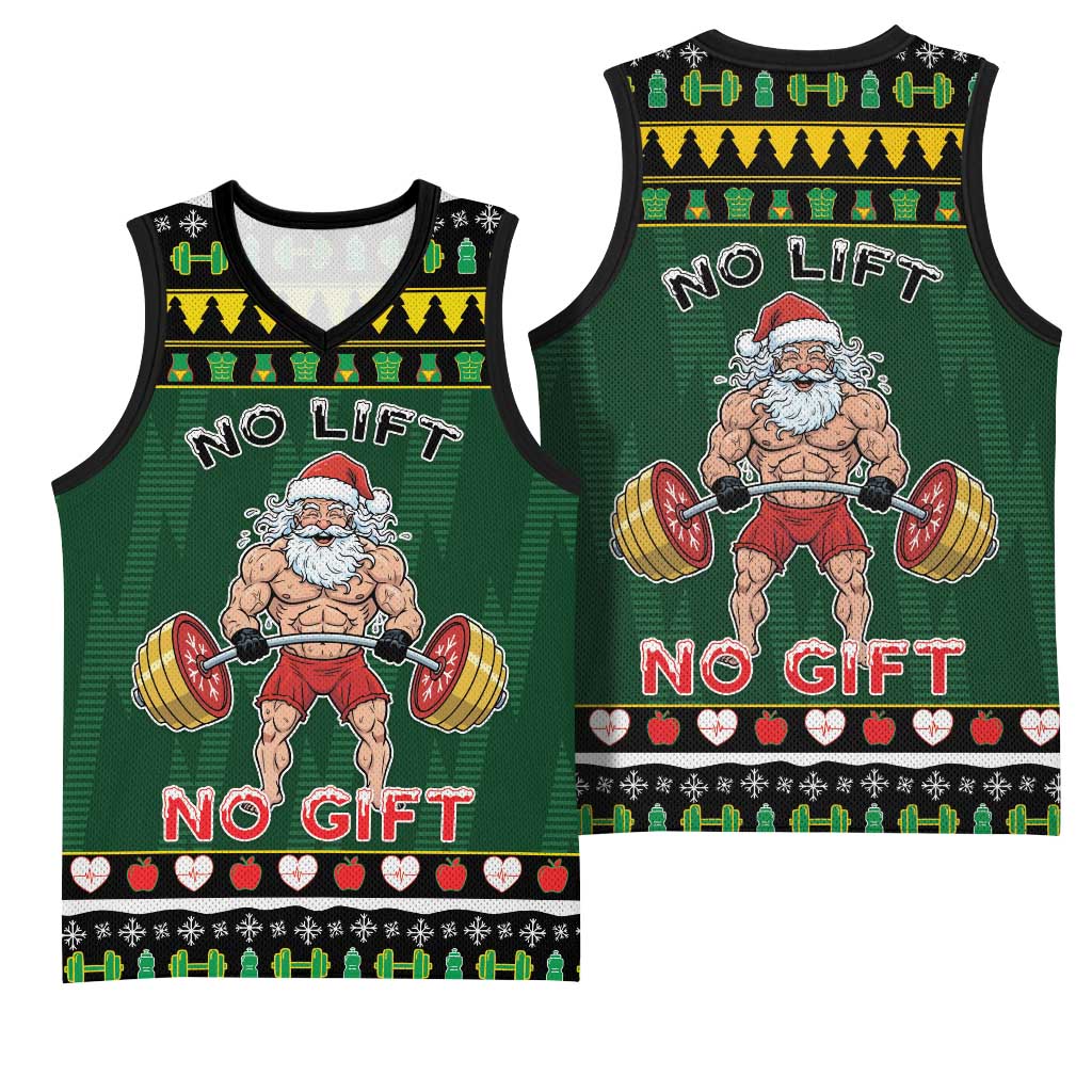 Xmas Gymer Christmas Basketball Jersey No Lift No Gift - Wonder Print Shop