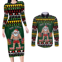 Xmas Gymer Christmas Couples Matching Long Sleeve Bodycon Dress and Long Sleeve Button Shirt No Lift No Gift - Wonder Print Shop