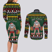 Xmas Gymer Christmas Couples Matching Long Sleeve Bodycon Dress and Long Sleeve Button Shirt No Lift No Gift - Wonder Print Shop