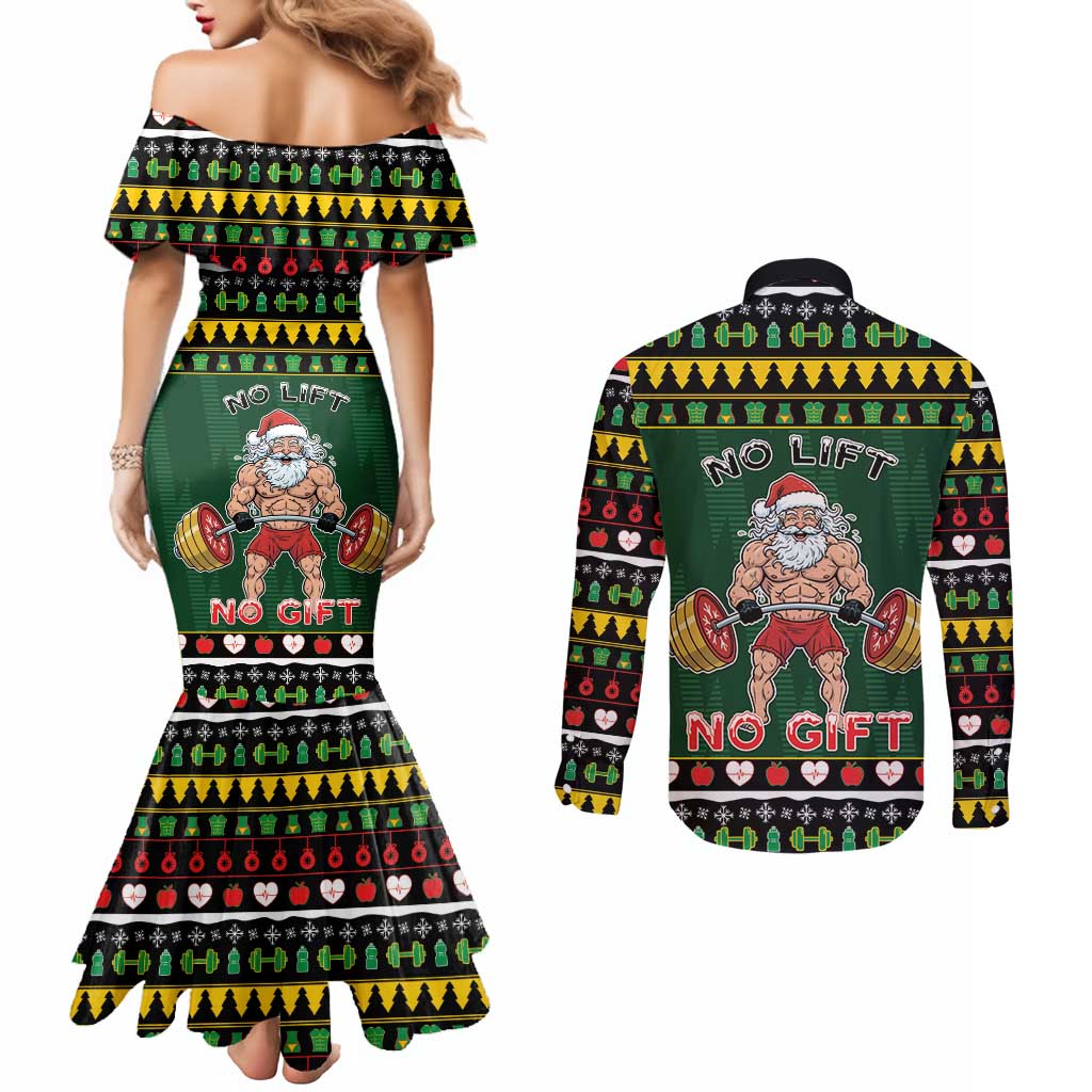 Xmas Gymer Christmas Couples Matching Mermaid Dress and Long Sleeve Button Shirt No Lift No Gift - Wonder Print Shop