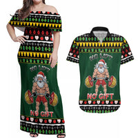 Xmas Gymer Christmas Couples Matching Off Shoulder Maxi Dress and Hawaiian Shirt No Lift No Gift - Wonder Print Shop