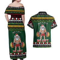 Xmas Gymer Christmas Couples Matching Off Shoulder Maxi Dress and Hawaiian Shirt No Lift No Gift - Wonder Print Shop
