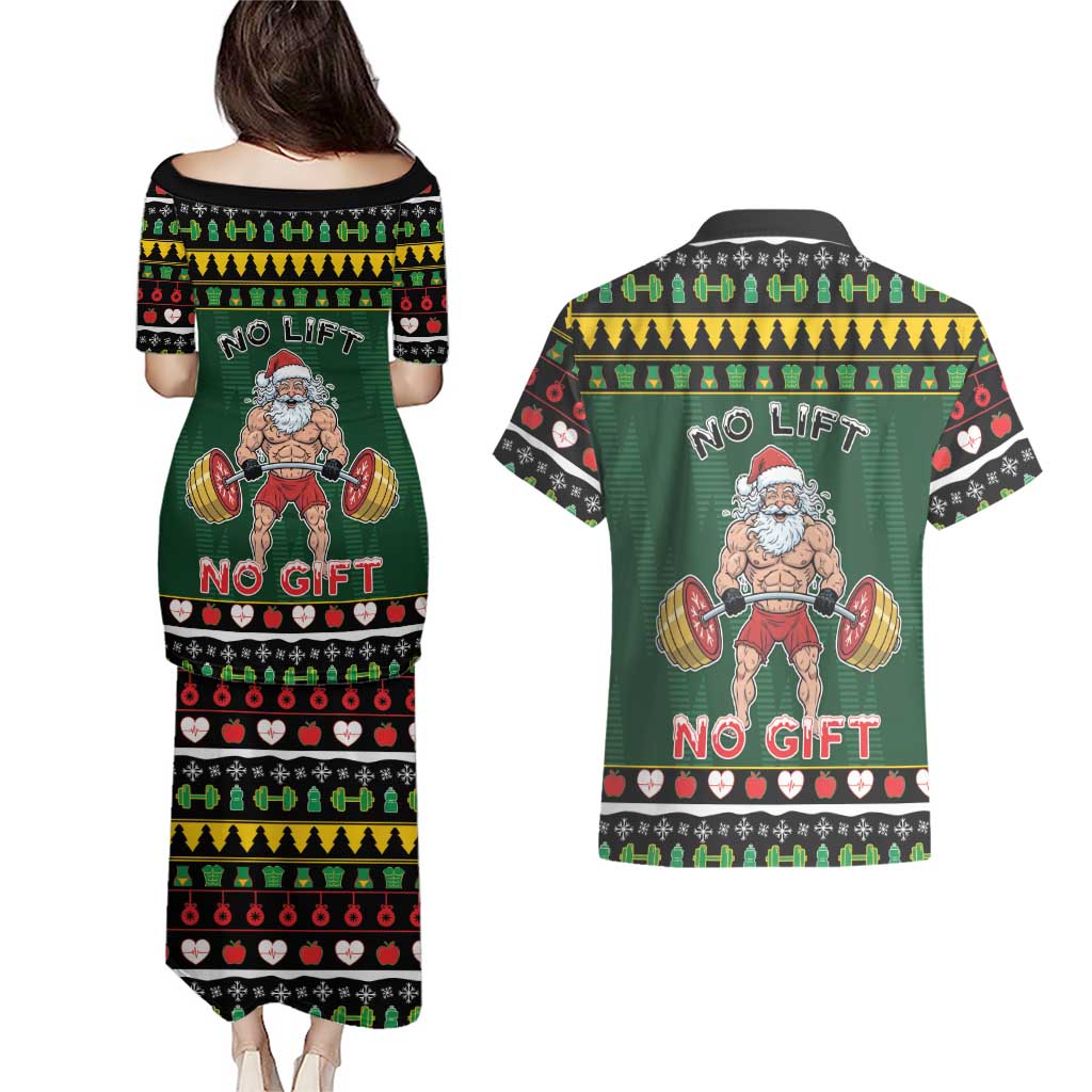 Xmas Gymer Christmas Couples Matching Puletasi and Hawaiian Shirt No Lift No Gift - Wonder Print Shop