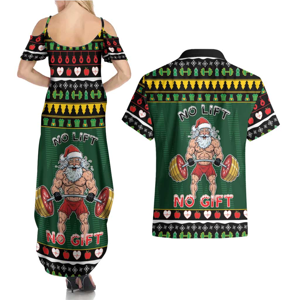 Xmas Gymer Christmas Couples Matching Summer Maxi Dress and Hawaiian Shirt No Lift No Gift - Wonder Print Shop