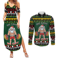 Xmas Gymer Christmas Couples Matching Summer Maxi Dress and Long Sleeve Button Shirt No Lift No Gift - Wonder Print Shop