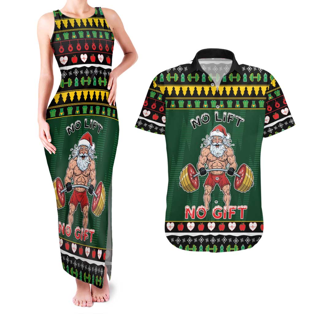 Xmas Gymer Christmas Couples Matching Tank Maxi Dress and Hawaiian Shirt No Lift No Gift - Wonder Print Shop