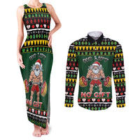 Xmas Gymer Christmas Couples Matching Tank Maxi Dress and Long Sleeve Button Shirt No Lift No Gift - Wonder Print Shop