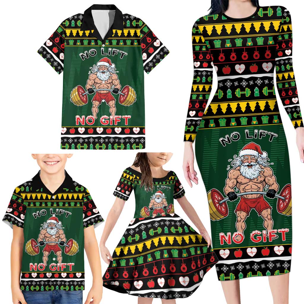 Xmas Gymer Christmas Family Matching Long Sleeve Bodycon Dress and Hawaiian Shirt No Lift No Gift - Wonder Print Shop