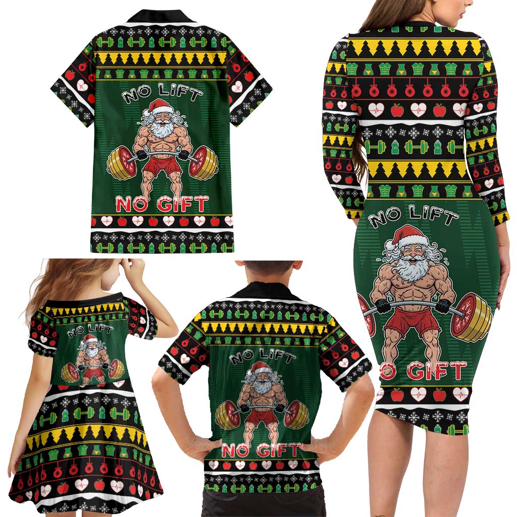 Xmas Gymer Christmas Family Matching Long Sleeve Bodycon Dress and Hawaiian Shirt No Lift No Gift - Wonder Print Shop
