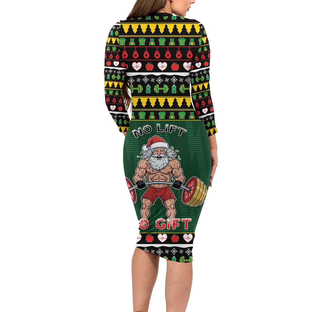 Xmas Gymer Christmas Family Matching Long Sleeve Bodycon Dress and Hawaiian Shirt No Lift No Gift - Wonder Print Shop