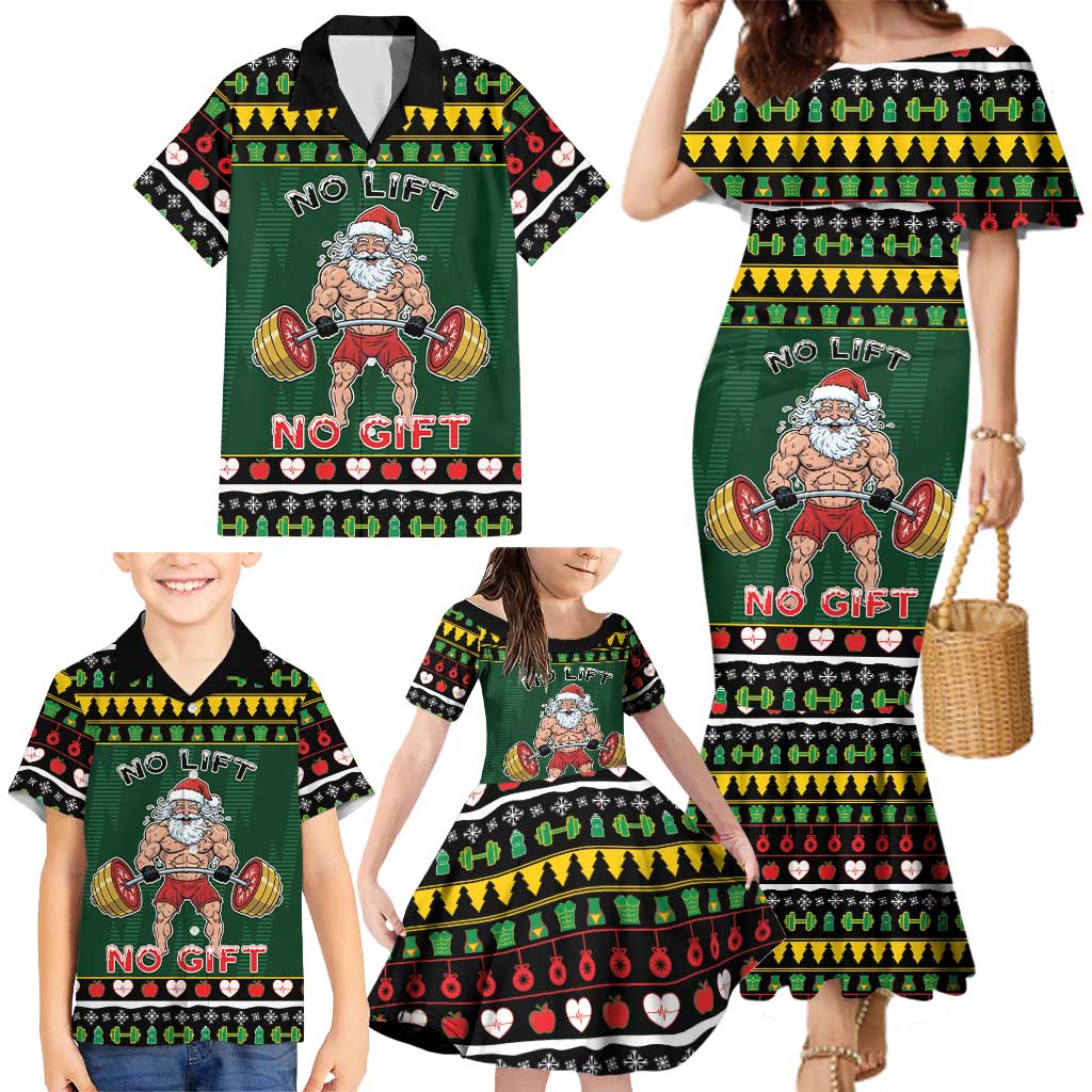 Xmas Gymer Christmas Family Matching Mermaid Dress and Hawaiian Shirt No Lift No Gift - Wonder Print Shop
