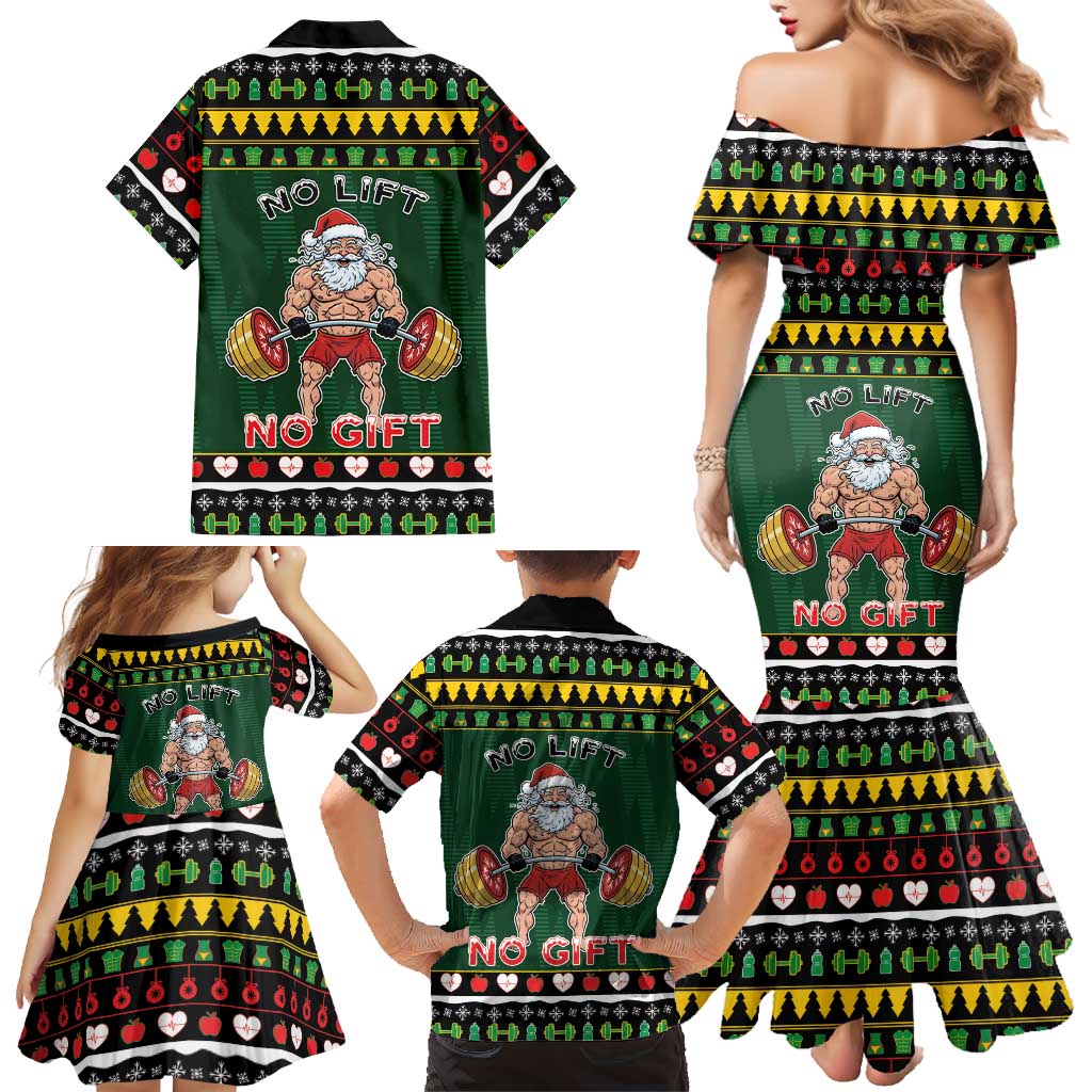 Xmas Gymer Christmas Family Matching Mermaid Dress and Hawaiian Shirt No Lift No Gift - Wonder Print Shop