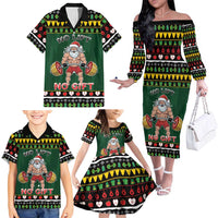 Xmas Gymer Christmas Family Matching Off The Shoulder Long Sleeve Dress and Hawaiian Shirt No Lift No Gift - Wonder Print Shop