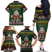 Xmas Gymer Christmas Family Matching Off The Shoulder Long Sleeve Dress and Hawaiian Shirt No Lift No Gift - Wonder Print Shop