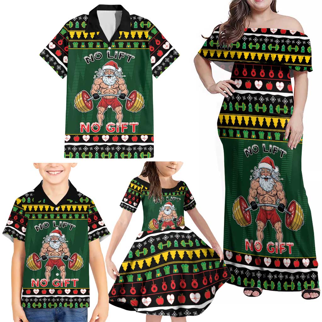 Xmas Gymer Christmas Family Matching Off Shoulder Maxi Dress and Hawaiian Shirt No Lift No Gift - Wonder Print Shop