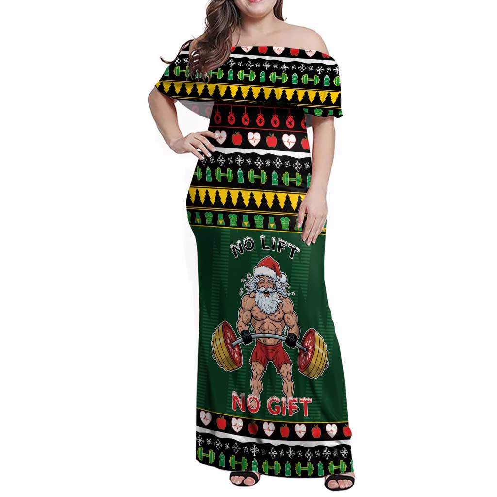 Xmas Gymer Christmas Family Matching Off Shoulder Maxi Dress and Hawaiian Shirt No Lift No Gift - Wonder Print Shop
