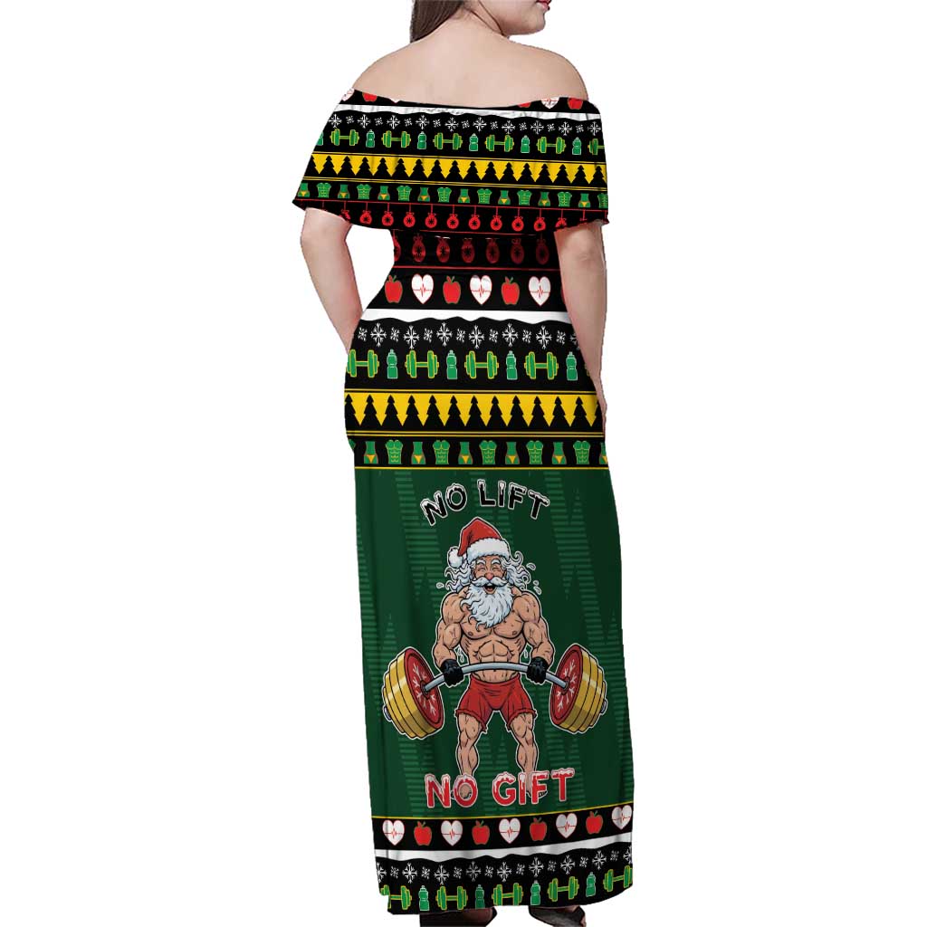 Xmas Gymer Christmas Family Matching Off Shoulder Maxi Dress and Hawaiian Shirt No Lift No Gift - Wonder Print Shop