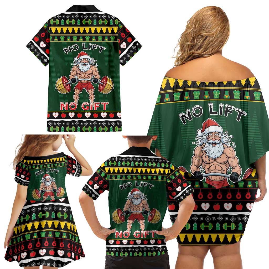 Xmas Gymer Christmas Family Matching Off Shoulder Short Dress and Hawaiian Shirt No Lift No Gift - Wonder Print Shop