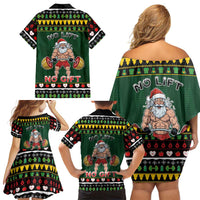 Xmas Gymer Christmas Family Matching Off Shoulder Short Dress and Hawaiian Shirt No Lift No Gift - Wonder Print Shop