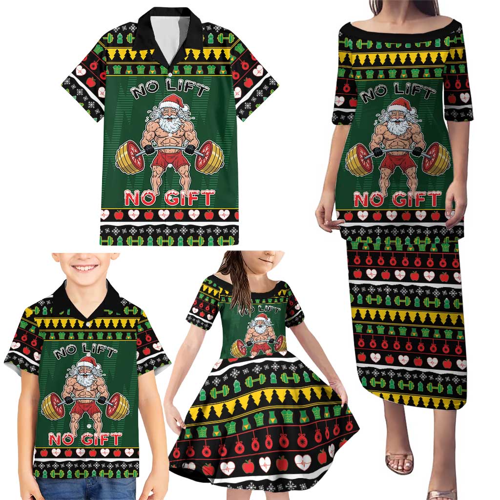 Xmas Gymer Christmas Family Matching Puletasi and Hawaiian Shirt No Lift No Gift - Wonder Print Shop