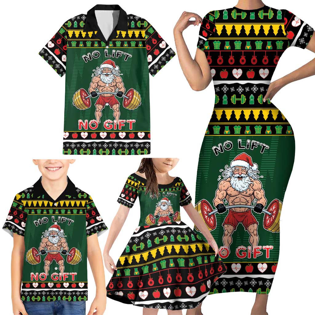 Xmas Gymer Christmas Family Matching Short Sleeve Bodycon Dress and Hawaiian Shirt No Lift No Gift - Wonder Print Shop